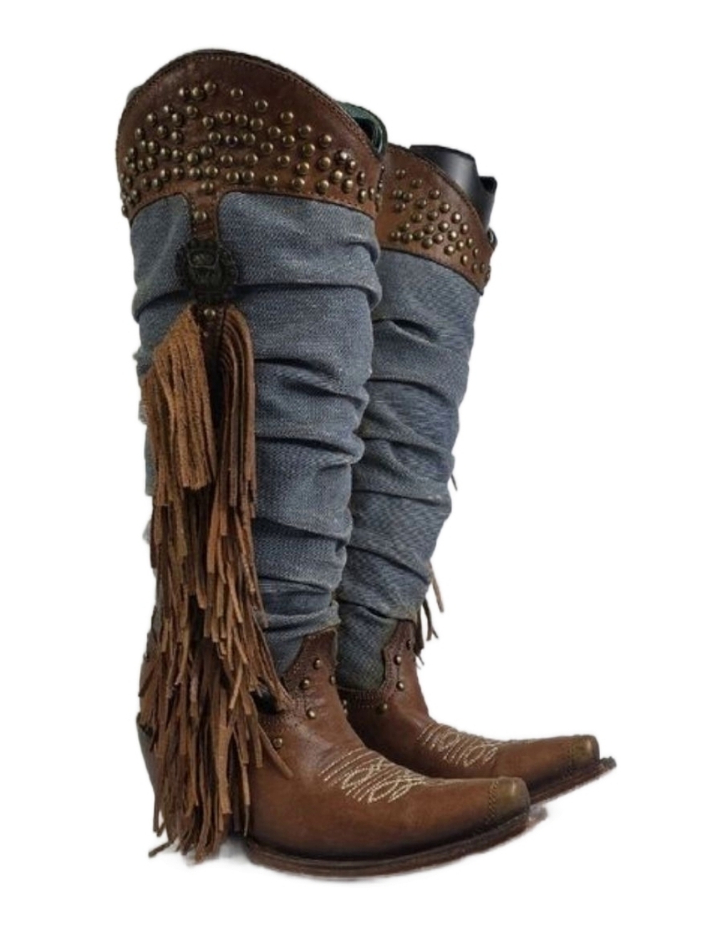 Corral Denim Fringe Tall Western Women's Cowgirl Boots